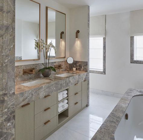 SOPHIE PATERSON on Instagram: “Swipe right to see what this bathroom looked like during the renovation. This bathroom was one of the biggest transformations we’ve…” Sophie Paterson Interiors, Sophie Paterson, Luxury Vanity, Timeless Bathroom, Vanity Design, Residential House, En Suite Bathroom, Family Bathroom, Bathroom Remodel Master