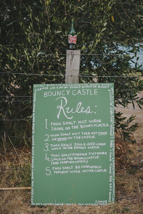 Use these funny bounce house rules to save your deposit Garden Boho, Festival Style Wedding, Christmas Open House, Bouncy House, Spanish Wedding, Super Party, Wedding Activities, Party House, Bouncy Castle