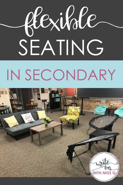 Flexible Seating in High School | Flexible Seating in High School | Flexible Seating Classroom | Classroom Design | Classroom Decor Flexible Seating Middle School, Flexible Seating In High School, Middle School Flexible Seating Ideas, Comfortable Classroom Seating, High School Seating Arrangements, Flex Seating Classroom, High School Classroom Decor Ideas, Flexible Seating For High School, Cool High School Classrooms