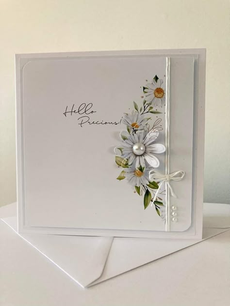 White On White Cards Handmade, Clean And Simple Birthday Cards, Elegant Birthday Cards, Shayne Eddie, Clean And Simple Cards, Card Sketches Templates, Sympathy Cards Handmade, Daisy Cards, Simple Birthday Cards