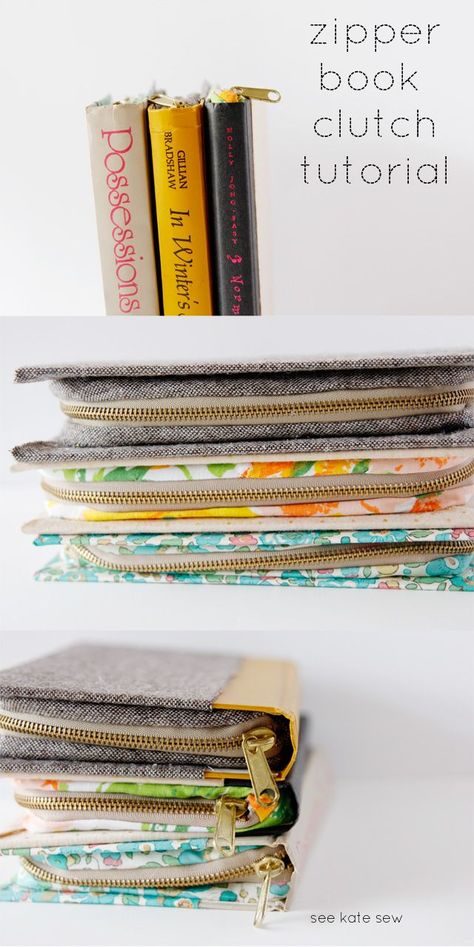 Book clutch!  From books!  Totally want to do this as a case for my Nook.  from See Kate Sew Clutch Sewing, Clutch Tutorial, Diy Sy, Book Clutch, Sew Ins, Costura Diy, Sewing Tutorials Free, Beginner Sewing Projects Easy, Stationary Set