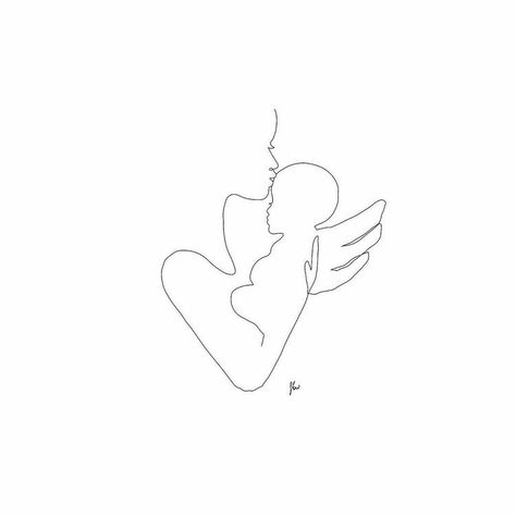 Mom Baby Tattoo, Mom Drawing, Mode Prints, Pregnancy Art, Mother Art, Soyut Sanat Tabloları, Line Art Tattoos, Baby Tattoos, Infant Loss