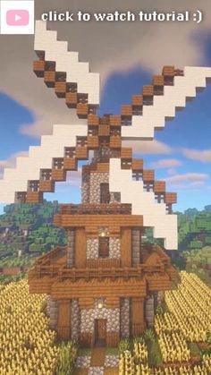 Survival Building Ideas Minecraft, How To Build A Windmill In Minecraft, Minecraft Building Ideas Windmill, Wheat Fields Minecraft, Building To Build In Minecraft, Minecraft Windmill Design Easy, Minecraft Medieval Village Tutorial, Midevil Lighthouse Minecraft, Cool Minecraft Village Ideas