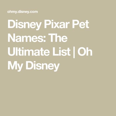 Disney Pixar Pet Names: The Ultimate List | Oh My Disney Marvel Star Wars, Star Wars Disney, Pet Names, National Geographic, Disney Pixar, Oh My, Pixar, Latest News, All In One