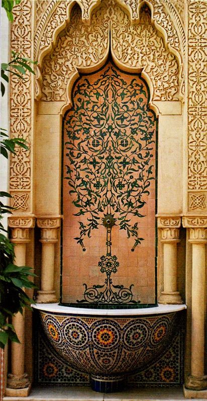 water-fountain-Morocco Moroccan Fountain, Design Marocain, Moroccan Inspiration, Moroccan Design, Moroccan Decor, Islamic Architecture, Moroccan Style, Beautiful Architecture, Arabesque