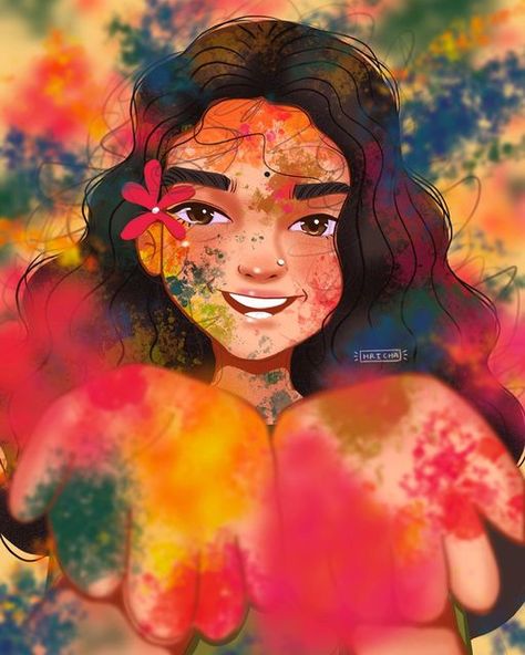 Holi Aesthetic Drawing, Holi Illustration Art Aesthetic, Holi Digital Art, Holi Sketch, Holi Illustration, Dp Inspiration, Holi Happy, Holi 2023, Indian Drawing