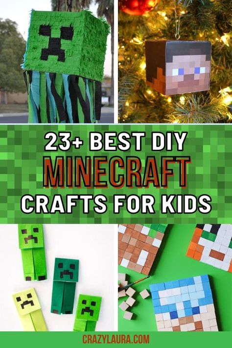 List of the Best DIY Minecraft Arts & Crafts #Minecraft #Crafts #Kids Minecraft Crafts For Kids, Minecraft Party Activities, Diy Minecraft Decorations, Minecraft Activities, Minecraft Diy Crafts, Minecraft Decor, Minecraft Diy, Crafts Cardboard, National Video Game Day