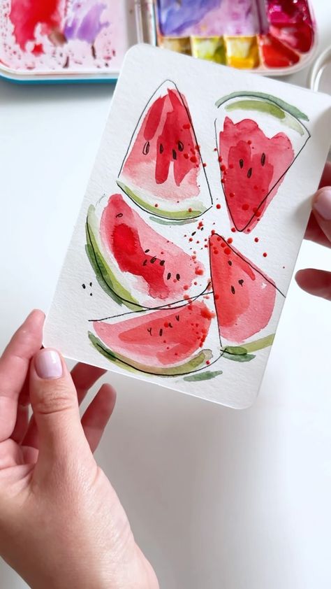 Anna Koliadych | Painting colorful fishes 🐟 🐠🐡with watercolor is a fun and easy way 🥰🎨. My favorite watercolor technique involves using a paper roll 😅 #wate… | Instagram Cool Watercolor Paintings Easy, Watercolor Crafts For Adults, Cute Watercolor Painting Ideas, Beginner Water Coloring Ideas, Watercolour Art Easy, Watercolour Easy Ideas, Fun Art Ideas Creative, Sketch Book Watercolor Ideas, Water Coloring Painting Ideas Easy