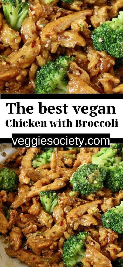 Best Vegan Chicken, Garlic Ginger Sauce, Vegan Chicken Recipes, Walnut Chicken Recipe, Soy Curls Recipes, Chicken With Broccoli, Vegan Stir Fry, Soy Curls, Vegan Chicken