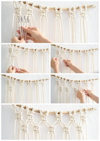 Super Easy Step-by-Step DIY Macrame Wall Hanging Tutorial - with photos and video instructions! Suitable for beginners! Diy Macrame Wall Hanging Tutorials, Simple Macrame Wall Hanging, Easy Diy Macrame, Learn Macrame, Diy Macrame Wall Hanging, Simpul Makrame, Pola Macrame, Hantverk Diy, Tutorial Macramé