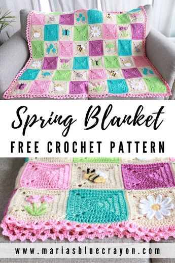 Spring Blanket, Modern Haken, Sunburst Granny Square, Crochet Squares Afghan, Crochet Spring, Crochet Baby Blanket Free Pattern, Crocheted Blanket, Crochet Quilt, Manta Crochet