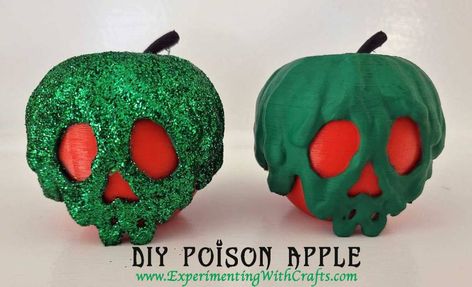 Poison Apple Halloween Decor, Diy Poison Apple Decoration, Poison Apple Diy, Diy Poison Apple, Apple Mason Jar, Snow White Poison Apple, Diy Apple, Glue Painting, The Poison