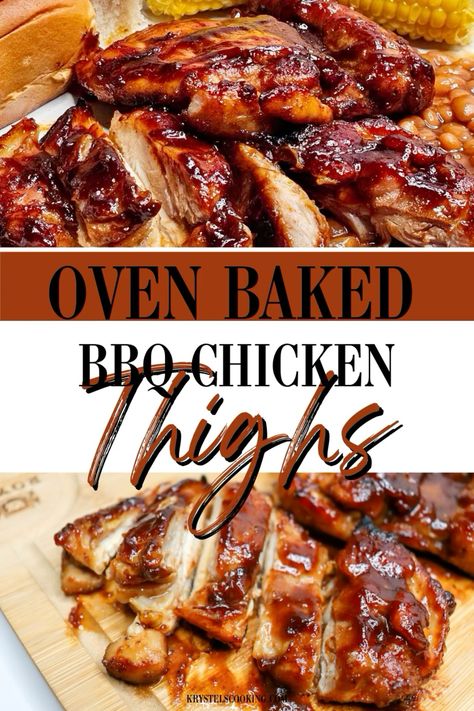 Oven Baked BBQ Chicken Thighs: Try this easy recipe for the best boneless, skinless chicken thighs, perfect for quick dinner ideas. Bbq Chicken Bake Recipes, Baked Chicken Thigh Recipes Boneless, Bbq Chicken In Oven Boneless, Bbq Thighs In Oven, Boneless Skinless Chicken Thigh Recipes Bbq, Oven Baked Barbecue Chicken Thighs, Baked Bbq Chicken Thighs Bone In, Oven Barbecue Chicken Thighs, Barbecue Chicken Thighs In The Oven