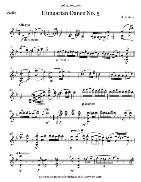 Hungarian Dance No 5 Violin, Hungarian Dance No 5 Piano, Mandolin Music, Violin Notes, Easy Violin Sheet Music, Free Violin Sheet Music, Violin Teaching, Piano Sheet Music Letters, Fiddle Music