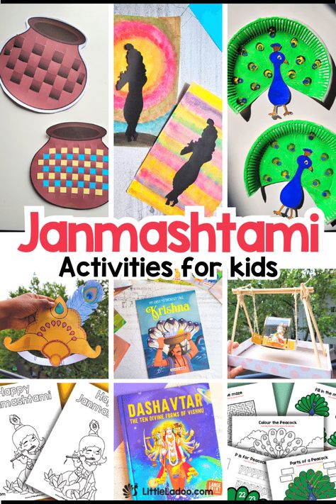 20+ Krishna Janmashtami Activities for kids Krishna Activities For Kids, Janamashtmi Activity For Kids, Janmashtmi Craft Activity, Janmashtami Activity For Kids, Craft Activities For Kindergarten, Janmashtami Craft, Fun Printables For Kids, Janmashtami Wishes, Craft Work For Kids