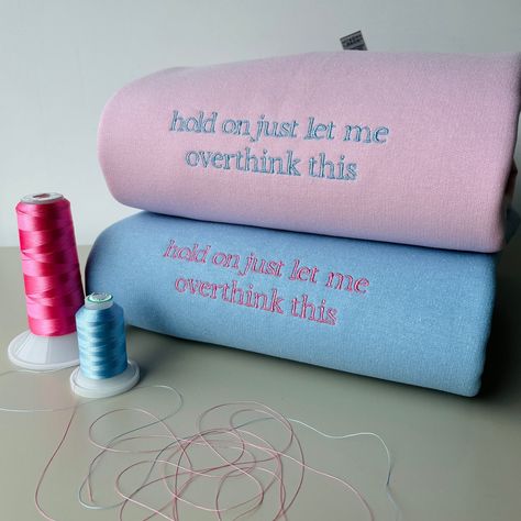 Obsessed with these colour combos 🎀 matching bestie sweatshirts 🫶🏼 remember if you and your bestie are both ordering - take advantage of the multibuy discount and order together for 10% off!! 💅🏼 #embroidery #smallbusiness Embroidered Quotes On Clothes, Matching Tshirt Ideas, Print Shop Branding, Bestie Sweatshirts, Angelic Vibes, Branded Merch, Inappropriate Shirts, Making A Gift Basket, Embroidery Business