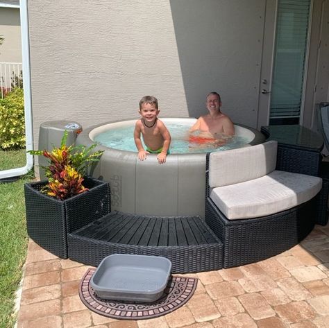 Portable Jacuzzi Ideas, Blow Up Jacuzzi Outdoor Ideas, Softub Ideas Backyards, Inflatable Spa Surround Ideas, Lazy Spa Surround Ideas, Inflatable Hot Tub Ideas Backyard Budget, Small Jacuzzi Outdoor, Saluspa Hot Tub Ideas, Small Garden Jacuzzi