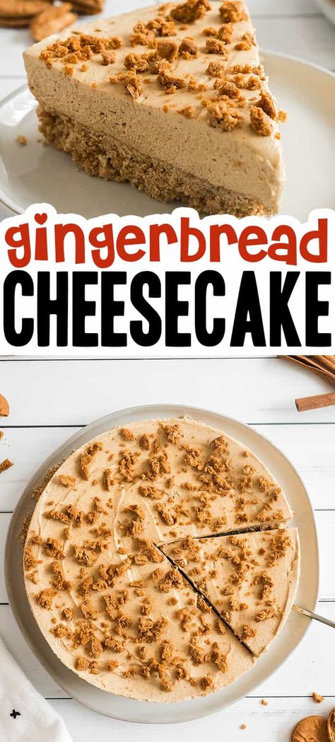 No Bake Christmas Cheesecake, Easy Graham Cracker Crust, Cheesecake Christmas, Christmas Cheesecake Recipes, Holiday Cheesecake, No Bake Christmas, Gingerbread Dessert, Gingerbread Cheesecake, Christmas Cheesecake