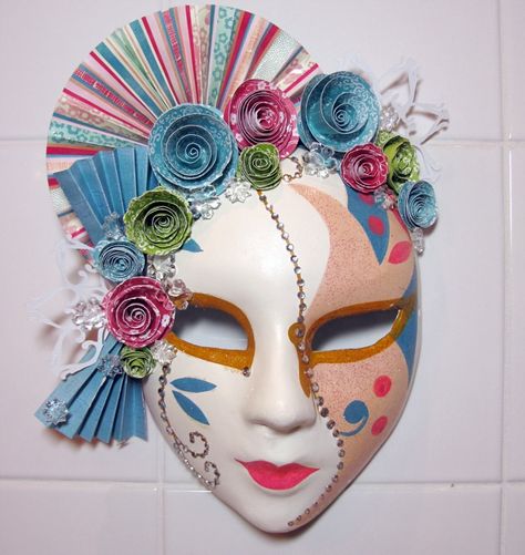 making masks | ... mask with hotrocks, paper fans and lots of roly rosies from the Mascara Design Ideas, Face Mask Design Art, Diy Masquerade Mask, Paper Mask Diy, Make A Christmas Wreath, Paper Face Mask, Cool Face Mask, Face Mask Design Ideas, Pop Back