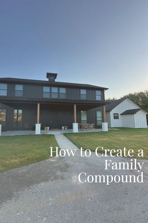 Imagine waking up each day knowing that your children are growing up surrounded by family, in a place where everyone feels safe and connected. With our guide, you’ll learn how to make that dream a reality. #familycompound #familycompoundideaslayout #familycompoundliving #barndominium #blackhouse Building A Compound, Building A Family Compound, Family Compound Barndominium, How To Start A Family Compound, Family Compound Layout Multi Homes, Compound Living Ideas, Family Compound Layout, Compound Layout, Family Compound Ideas Layout