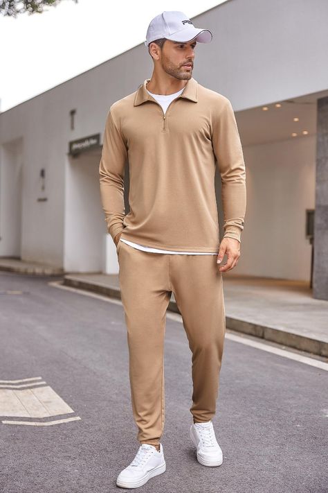 The men's tracksuit 2 piece set is made from high-quality quality durable, anti-pilling, and soft fabric, skin-friendly and lightweight, offering great flexibility and comfort. #men #track_suit Tracksuit Set Aesthetic, Sweatsuit Outfit, Men Tracksuit, Tracksuit Men, Suit For Men, Track Suit Men, Suit Men, Track Suit, Tracksuit Set