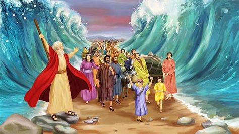 In the wilderness, The Israelites had experienced so many wonderful deeds of God, why did they still have no true faith in God when they met a small matter? Moses Red Sea, Crossing The Red Sea, Holly Bible, Jesus Christ Illustration, Parting The Red Sea, Sea Illustration, Bible Verse Pictures, Bible Stories For Kids, Religious Pictures