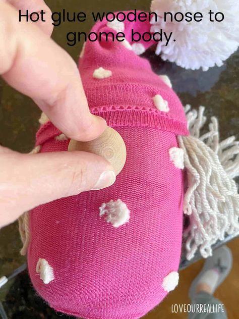 DIY Valentine Sock Gnomes: How to Make This Easy Craft ⋆ Love Our Real Life Crafts For Valentines, Tic Tac Toe Valentine, Sock Gnomes, Valentines Socks, Pretty Socks, Girl Gnome, Gnome Hat, Pom Pom Maker, Diy Socks