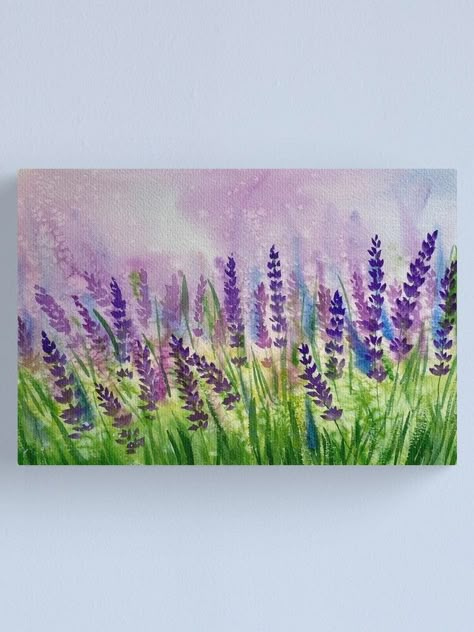 "Lavender field original watercolour by annewillisart " Canvas Print by Annewillisart | Redbubble Lavender Artwork, Realistic Pencil Portrait, Blurry Images, Lavender Watercolor, Watercolor Beginner, Watercolor Paintings For Beginners, Watercolour Inspiration, Watercolor Paintings Easy, Watercolor Painting Techniques