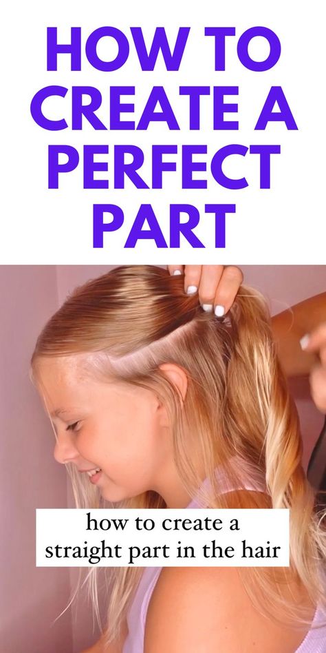 HOW TO CREATE THE PERFECT PART - HERE IS HOW TO PART YOUR HAIR. Parting Hair, Hair Hack, Hair Simple, Simple Hair, Down Hairstyles, Perfect Hair, Kids Hairstyles, Hair Hacks, Cute Hairstyles