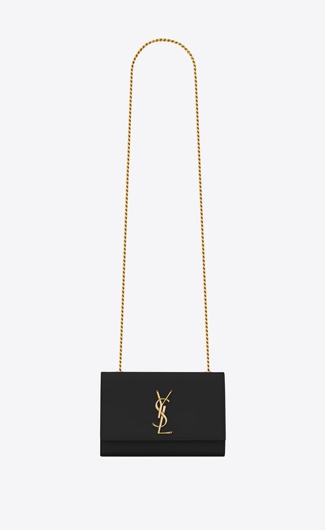 Kate small chain bag in grain de poudre embossed leather | Saint Laurent | YSL.com Ysl Kate, Kate Bags, Best Designer Bags, Vintage Ysl, Laura Lee, Saint Laurent Bag, Chain Bag, Chain Shoulder Bag, Medium Bags