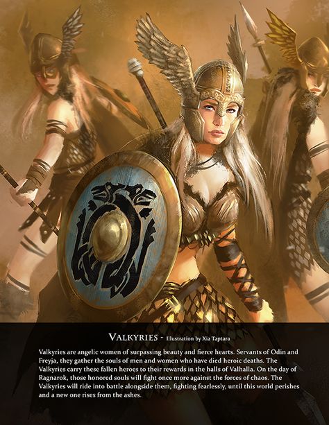 Valkyries by Xia Taptara, from Immortal - Art Book of Myths and Legends - on Kickstarter https://www.kickstarter.com/projects/game-o-gami/immortal-art-book-of-myths-and-legends?utm_source=Direct%20Messages&utm_medium=Email&utm_campaign=Kickstarter%20Immortal%20Book%20Email Valkyrie Tattoo, Arte Viking, Norse Goddess, Norse Myth, Viking Life, Norse Symbols, Myths And Legends, Norse Pagan, Legends And Myths