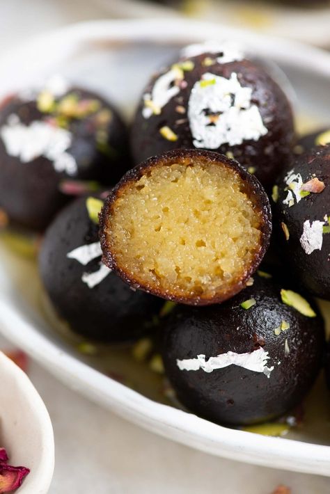 Jamun Recipe, Indian Meal, Gulab Jamun, Indian Sweet, Indian Desserts, Festive Treats, Balls Recipe, Dinner Menu, Food 52