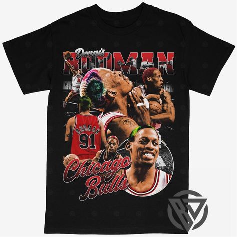 Beyond Dope   Dennis Rodman Tee Shirt Chicago Bulls NBA Basketball (V2) Dennis Rodman Vintage Shirt, Vintage Basketball Shirt, Basketball Reference, Rap Clothes, Bootleg Design, Nba Shirt, Brand Tshirt, Bulls Basketball, Nba Outfit