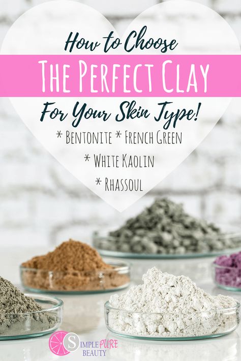 DIY skincare lets you find the perfect products for your needs. Learn about four types of clay and their benefits to make your own clay facial mask. #facemask #diy #skincare #diyfacemasks #bentoniteclay #kaolinclay #frenchgreenclay #rhassoulclay #claymasks #clay #Acne #antiaging Clay For Skin, Types Of Clay, Make Your Own Clay, French Green Clay, Green Tea Mask, Face Scrub Homemade, Face Mask Recipe, Bentonite Clay, Diy Skincare