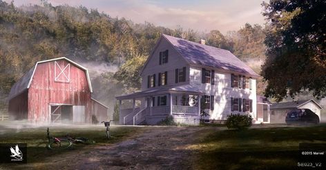 Farmhouse Concept Art, Home Concept Art, 2d Building, Uninspirational Quotes, Building Concept Art, City Reference, Mansion Bedroom, Concept Environment, 3d City