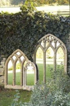 French Courtyard Garden Ideas Patio, Ornate Garden, Garden Wall Designs, Garden Mirrors, Outdoor Mirror, Walled Garden, Moon Garden, Have Inspiration, Wood Works