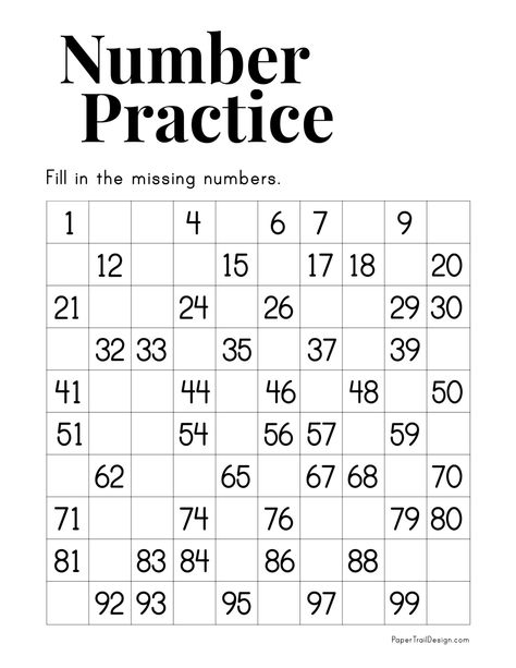 This hundreds chart with missing numbers worksheet is the perfect exercise for your kindergarten or first grade class to use. Hundreds Chart Printable, Missing Number Worksheets, Number Worksheets Kindergarten, Excel Dashboard, Numbers 1 100, Homeschooling Preschool, Numbers Worksheet, Free Printable Numbers, Counting To 100