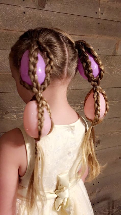 Easter Egg Hair #easter #girlshairstyles Easter Hair Ideas For Women, Easter Hair Styles For Kids, Cute Easter Hairstyles For Long Hair, Cute Easter Hairstyles For Kids, Hair Styles For Easter, Crazy Hair Day At School For Girls Easy, Easter Hair Styles, Eren Hair, Hairstyles For Easter