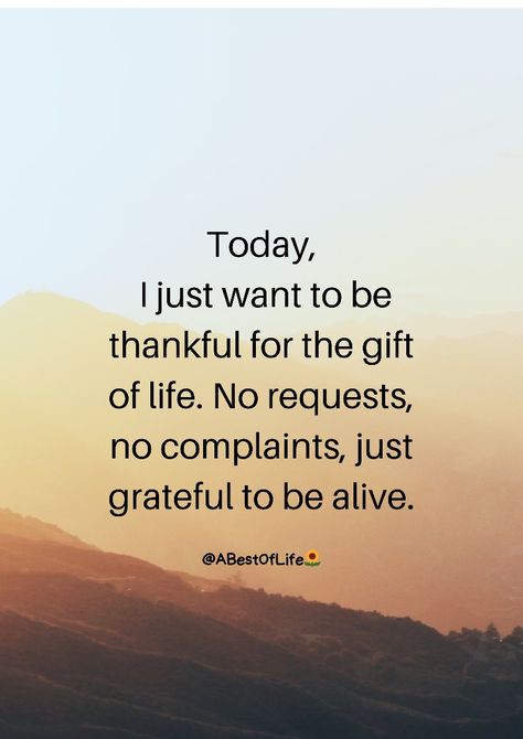 Today, I just want to be thankful for the gift of life. No requests, no complaints, just grateful to be alive. Always Something To Be Grateful For, Thank Full Quotes Be Grateful, Be Thankful Quotes Inspiration, Appreciate Life Quotes Be Thankful, Gift Of Life Quotes Gratitude, Grateful For Life Quotes Be Thankful, Thankful Motivational Quotes, Gratitude For Life Quotes, Just Thankful Quotes