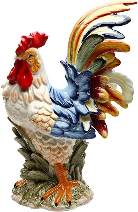 Rooster Collectibles, Colorful Rooster, Rooster Statue, Rooster Kitchen Decor, Chicken Coop Signs, Ceramic Chicken, Rooster Painting, Ceramic Rooster, Rooster Art