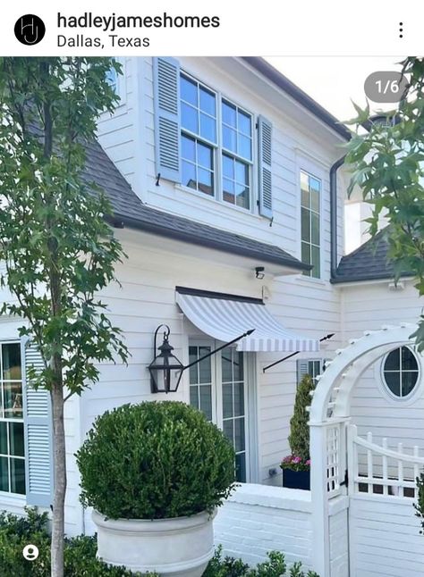 Spruce Landscaping, House Awnings, Colonial Exterior, Garden Gate, Canopy Outdoor, House Landscape, Courtyard Garden, House Goals, Back Patio