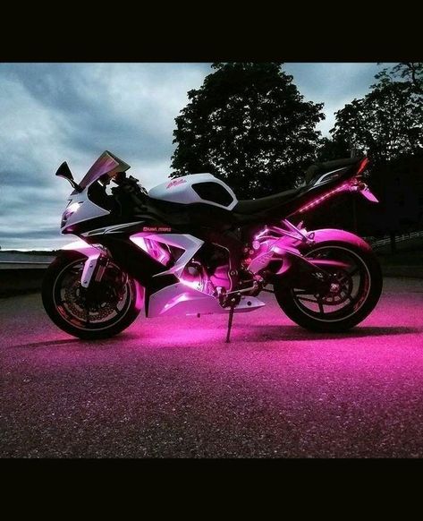 Motorbike Kawasaki Ninja, Kawasaki Ninja Motorcycles, Motorcycle Ninja Kawasaki, Pink Ninja Motorcycle, White Kawasaki Ninja, Sport Bikes Aesthetic, Pink And White Motorcycle, Pink Ninja 400, Kawasaki Ninja 400 Modified