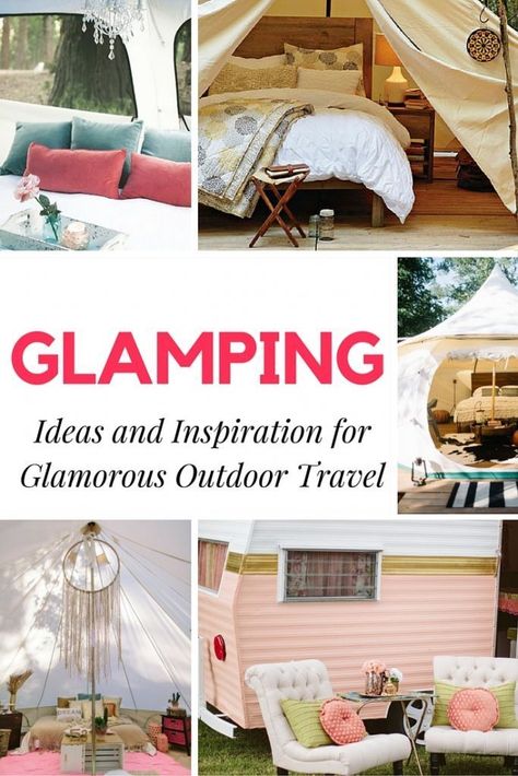 What is glamping? Glamping a fancy version of camping. Many people including myself, love to get creative with their campers and outdoor spaces. Fancy Camping, Creative Camping Ideas, Glamping Ideas, Glamping Resorts, Camping Storage, Go Glamping, Killarney, Luxury Camping, Diy Camping