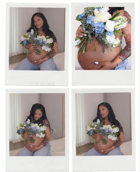 #maternity #pregnancyphotography Maternity Pictures Flowers Jeans, At Home Maternity Pictures Diy, Pregnant Birthday Photoshoot, Fun Pregnancy Photos, Denim Pregnancy Photoshoot, Fun Maternity Pictures, Bump Photoshoot, Maternity Picture Outfits, Announcing Pregnancy