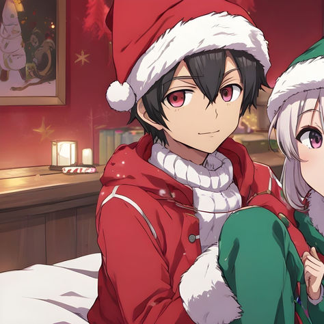 Christmas Cp Pfp Anime, Christmas Couple Pictures Anime, Christmas Anime Couple Pfp, Christmas Matching Icons Couple, Couple Pfp Christmas, Christmas Cp Pfp, Christmas Couple Anime, Christmas Matching Pfps Anime, Christmas Couple Pfp