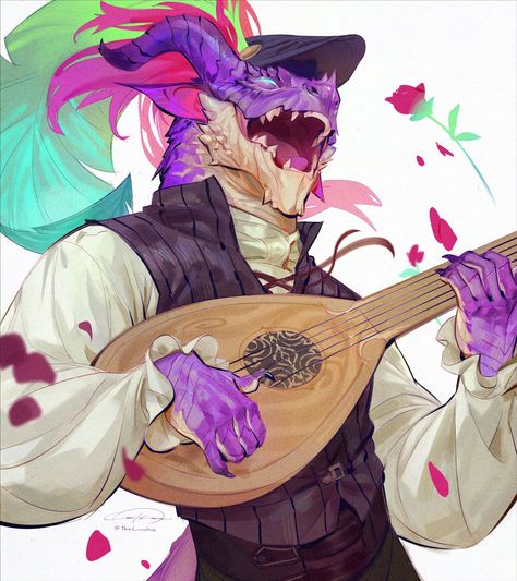 Dragonborn Bard, Dnd Dragonborn, Dnd Bard, Evelynn League Of Legends, Dragon Born, Heroic Fantasy, Dungeons And Dragons Characters, Dnd Art, D&d Dungeons And Dragons