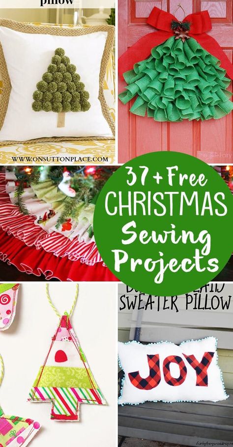 37+ Free Christmas Sewing Projects. If you still need some cute Christmas ideas to sew, here's a round-up of 37 things to sew for Christmas! Sewing Christmas Gifts, Cute Christmas Ideas, Christmas Sewing Projects, Ornaments Tree, Holiday Sewing, Stockings Christmas, Stocking Ornament, Beginner Sewing Projects Easy, Christmas Sewing