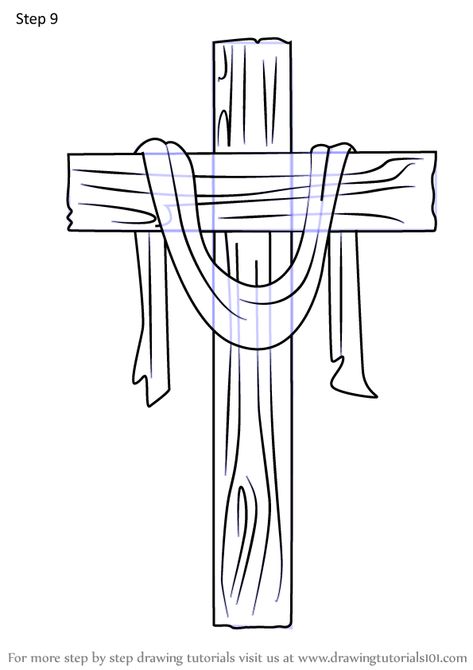 Learn How to Draw The Cross (Christmas) Step by Step : Drawing Tutorials How To Draw A Cross Step By Step, Wooden Cross Drawing, How To Draw A Cross, Cross Drawing Simple, Drawings Of Crosses, Christian Drawings Easy, Religious Drawings, Cross Drawings, Holiday Drawings