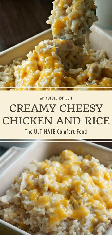 Creamy Cheesy Chicken and Rice is one of the best main course ideas you shouldn't miss! This baked chicken casserole is rich with a cheesy sauce that coats brown rice and tender chicken perfectly. It's the ultimate comfort food you should serve for dinner! Chicken And Rice Dinners Easy, Easy Chicken N Rice Recipes, Entrees With Rice, Chicken Casseroles Rice, Healthy Chicken And Rice Recipes Casserole, Meals To Make With Chicken Tenders, Baked Chicken And Brown Rice Recipes, Recipes For Chicken And Rice, Chicken A D Rice Recipes