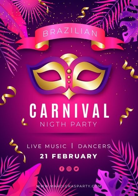 Carnival Poster Design, Flyer Carnaval, Carnival Poster, Fest Poster, Carnival Background, Carnival Design, Carnival Dancers, Carnival Invitations, Brazilian Carnival